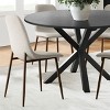 5 Pcs Dining Set for 4 Round Dining Table with Crossed Metal Legs and Oak Grain Upholstered Chairs for Kitchen and Dining Room - Tanpinhause - 2 of 4