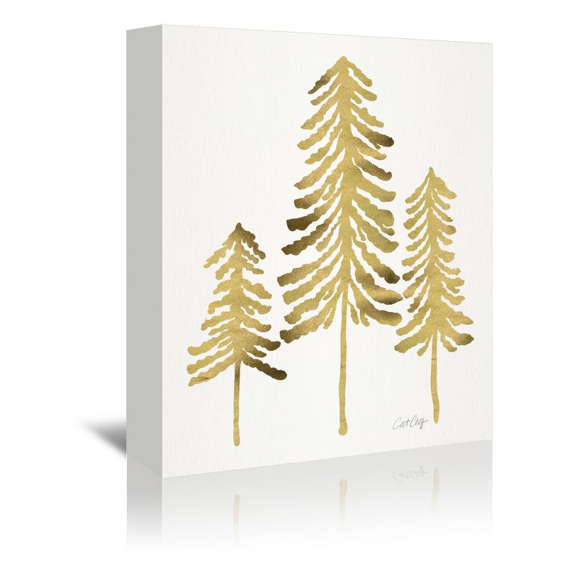Americanflat Minimalist Botanical Pine Trees Gold By Cat Coquillette Canvas, 1 of 9