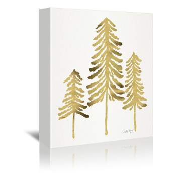 Americanflat Minimalist Botanical Pine Trees Gold By Cat Coquillette Canvas