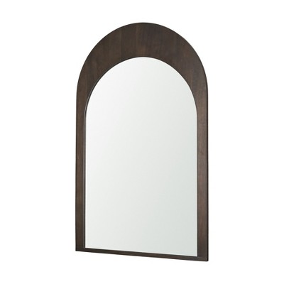 HomeRoots 48" Brown Solid Wood Arch Framed Accent Mirror