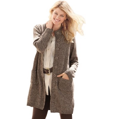 Woman Within Women's Plus Size Marled Sweater Jacket