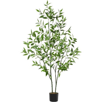 Artificial Eucalyptus Tree with Silver Dollar Leaves,Tall Faux Indoor Plant in Black Plastic Pot,Realistic Fake Eucalyptus for Home,Living Room Decor