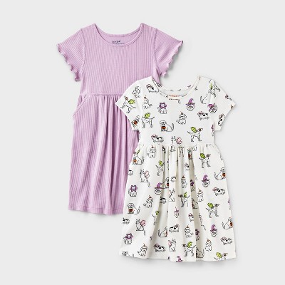 Toddler Girls' Adaptive 2pk Short Sleeve Halloween Dress - Cat & Jack™ Cream