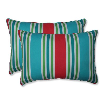 2pk Oversize Aruba Stripe Rectangular Throw Pillows Blue - Pillow Perfect