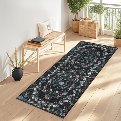 Modern Floral Area Rug Insect Rug Living Room Rugs Stain Resistant Low Pile Rugs for Bedroom Dining Room Office