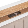 Queen Size Metal Platform Bed Frame with Twin size trundle, Upholstered headboard, Sockets, USB Ports and Slat Support, No Box Spring Needed - 2 of 4