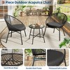 3 Piece Patio Bistro Set, Outdoor Acapulco Chairs Set of 2 with Glass Top Table, All Weather Modern Patio Chairs with Cushions - 3 of 4