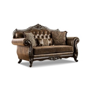 HOMES: Inside + Out Frazer 73" Loveseat Traditional with Nailhead Trim Brown - 1 of 4