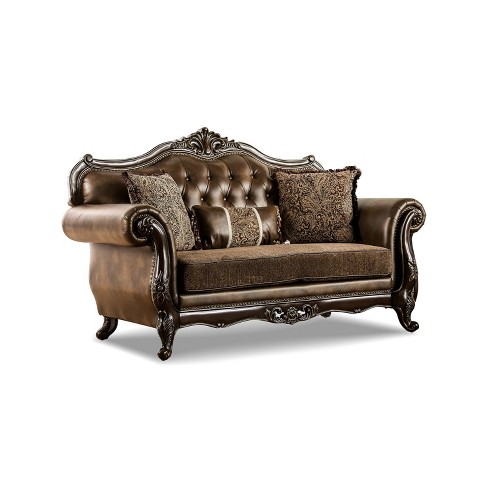 HOMES: Inside + Out Frazer 73" Loveseat Traditional with Nailhead Trim Brown - image 1 of 4