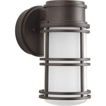 Progress Lighting Belle 1-Light LED Small Wall Lantern in Textured Graphite with Shade
