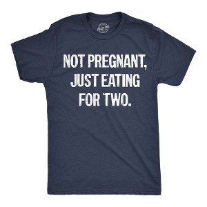 Mens Funny T Shirts Not Pregnant Just Eating for Two Sarcastic Food Lovers Graphic Novelty Tee for Men - Crazy Dog Men's T Shirt For Foodies - 1 of 4