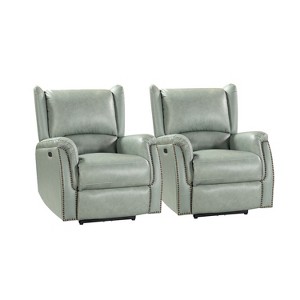 Paulina Genuine Leather Power Recliner with Wingback Design Set of 2|ARTFUL LIVING DESIGNS - 1 of 4