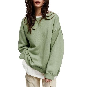 Clearlove Women's Relaxed Crewneck Sweatshirt - Cloud-Touch Long Sleeve Pullover - 1 of 4