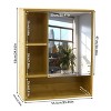 Artloge 3 Tier Natural Bamboo Mirrored Cabinet Wall Mounted Storage Cabinet Adjustable Shelves for Medicine Shaving Makeup - 3 of 4