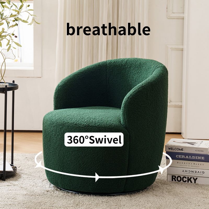 360° Swivel 25.60'' Wide Soft Touch Modern Teddy Tiny Upholstered Barrel Varity Chairs -The Pop Maison, 3 of 8