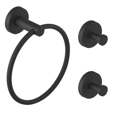 BWE 3-Piece Bath Hardware Set with Towel Ring and 2pcs Towel Hooks and Mounting Hardware Wall Mount