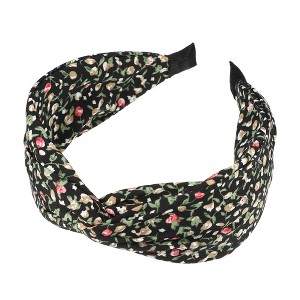 Unique Bargains Girl's Retro Flower Knotted Non-slip Wide Headband Black 5"x2.09" 1 Pc - 1 of 4