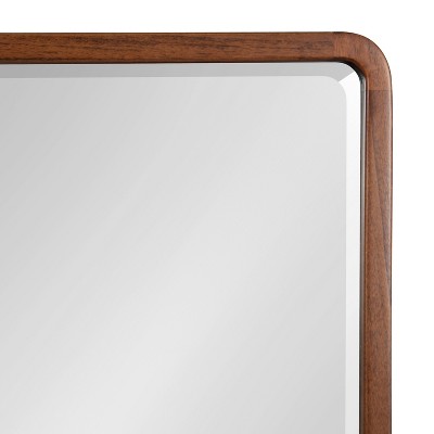 Walnut Brown Rectangular Wood Framed Wall Mirror, 20 x 36