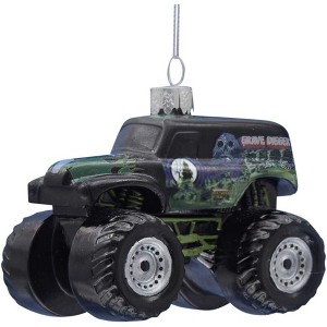 Kurt Adler Glass Ornament for Christmas Tree, Monster Jam Grave Digger, 6" - 1 of 4
