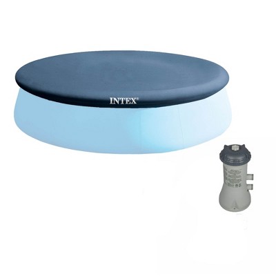 Intex 1000 GPH Easy Set Above Ground Pool Cartridge Filter Pump & Debris Cover