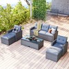 SKRAN 6 Piece Outdoor All-Weather PE Rattan Wicker Sectional Patio Sofa Set with coffee table, wicker sofas, ottomans, removable cushions,Gray - 2 of 4