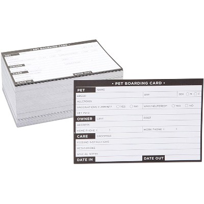 Okuna Outpost 200 Pack Pet Boarding Cards, Vet and Kennel Office Supplies (6 x 4 in)