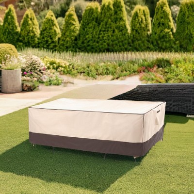 Premium Waterproof Beige and Brown Outdoor Patio Table Cover