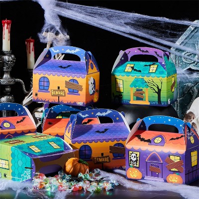 Joyfy 24pcs 3D Halloween Trick or Treat Cookies Boxes, Halloween Bakery Boxes(6"x6"x3.5") for Candies and Biscuit,Kids Adults Party Favor Supplies