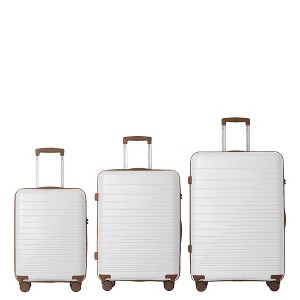 Luggage Set 3 Piece, PP Hardshell Carry on Suitcase with Spinner Wheels & TSA Lock, Lightweight Suitcases for Business, Trip, (20"/24"/28"), White - 1 of 4