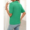 Coolmee Women Casual Lapel V Neck Cable Short Sleeve Knit Soft Pullover Sweater Tops - 4 of 4