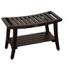 DecoTeak® Harmony® 30" Teak Wood Shower Bench with Shelf and LiftAide® Arms in Woodland Brown Finish - 3 of 4