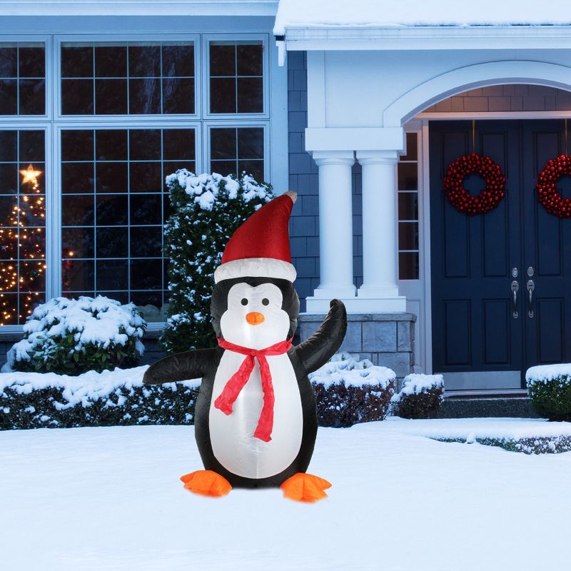 Northlight 4' Black and White Inflatable Festive Penguin Christmas Yard Decor, 2 of 5