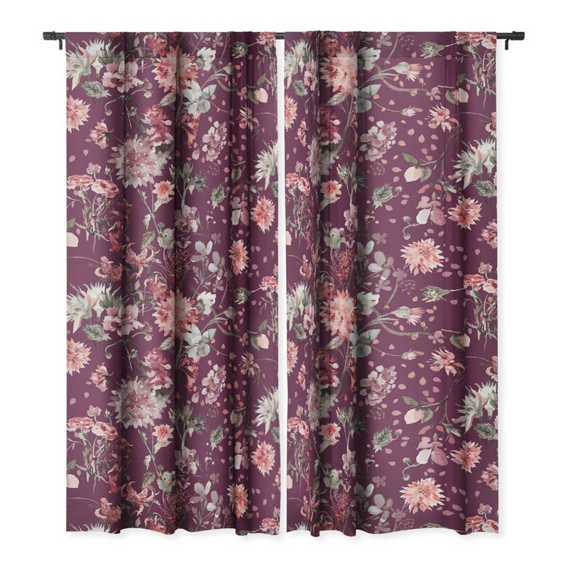 Ninola Design Romantic Bouquet Purple 50" x 64" Single Panel Room Darkening Window Curtain - Deny Designs, 3 of 4