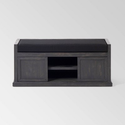 Cantebella Modern Storage Bench Dark Gray/Black - Christopher Knight Home