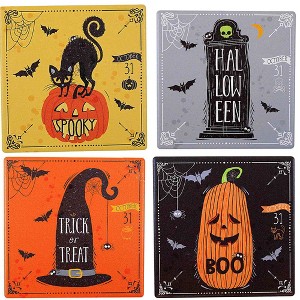 Ganz 4.0 Inch Halloween Coasters Black Cat Trick Treat Coasters - 1 of 4