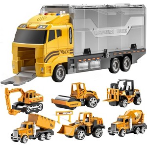 TEMI Toddler Toys for 3 4 5 6 Years Old Boys, Die-cast Construction Toys Car Carrier Vehicle Toy Set w/Play Mat, Kids Toys Truck Alloy Metal Car Toys - 1 of 3