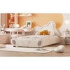 Okak Twin Velvet Platform Bed Frame with Upholstered Bear-Shaped Headboard, Bed-End Storage Pocket for Kids Noise-Free Easy Assembly, Beige - 3 of 4