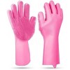 Racxily 1 Pair Magic Silicone Brush Dishwashing Gloves Cleaning Sponge Pet Scrubber Heat Resistant Wash Gloves - 4 of 4