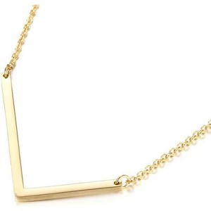 Large Sideways Initial Pendant Necklace 18K Gold Plated Stainless Steel - 1 of 4