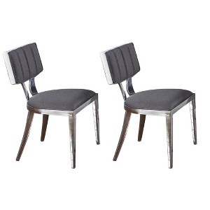 Chintaly Imports,Contemporary Floating-Back Side Chair Faux Leather Upholstery - Set of 2 - 1 of 4