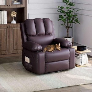 Coucheta Recliner Chair with Heat & Massage, 360¡ã Swivel Rocking Chair with Cup Holder, PU Leather Recliner for Living Room Bedroom - 1 of 4