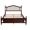 MATEERTY Queen Pine Wooden Bed with Panel Footboard with Two Bed Rail Support Feet and Central Platform Support Feet Brown - 4 of 4