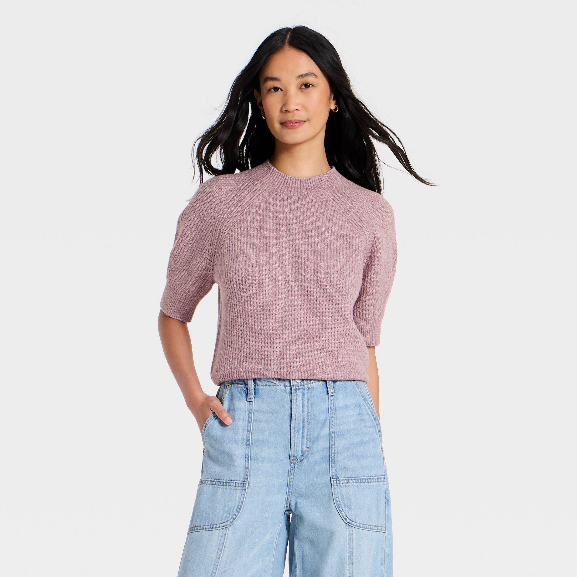 Women's Short Sleeve Cozy Ribbed Crewneck Pullover Sweater - Universal Thread™