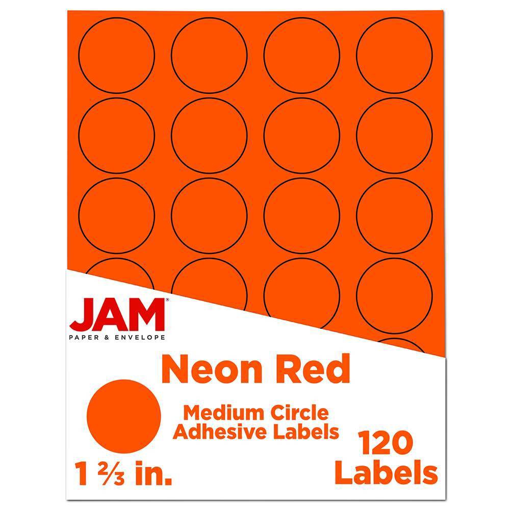 Photos - Other Jewellery JAM Paper Circle Sticker Seals 1 2/3" 120ct - Neon Red