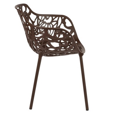 Devon Brown Aluminum Cut-Out Outdoor Dining Chair