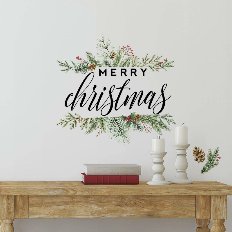 Merry Christmas Wreath Peel and Stick Wall Decal - RoomMates, 3 of 6