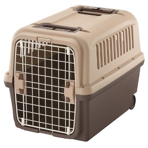 Richell E-Z Mobile Pet Carrier S/M in Brown, Wheeled Pet Carrier/Crate for Easy Travel, for Dogs and Cats - 1 of 4
