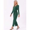 Allegra K Women's V Neck Jumpsuit Long Sleeve Tie Waist Wide Leg Long Pants Elegant Knit Jumpsuits - 3 of 4