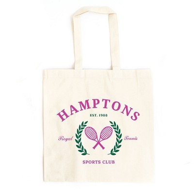City Creek Prints Hamptons Sports Club Tennis Canvas Tote Bag - 15x16 - Natural