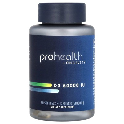 ProHealth Longevity Vitamin D3 , 1,250 mcg (50,000 IU), 50 Softgels